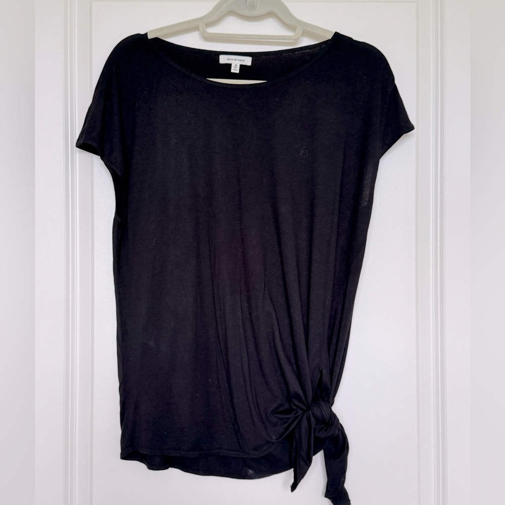 Max Studio Women's Side Knot Top - Black - Med.